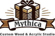 Logo Mythica – Custom Wood & Acrylic Studio