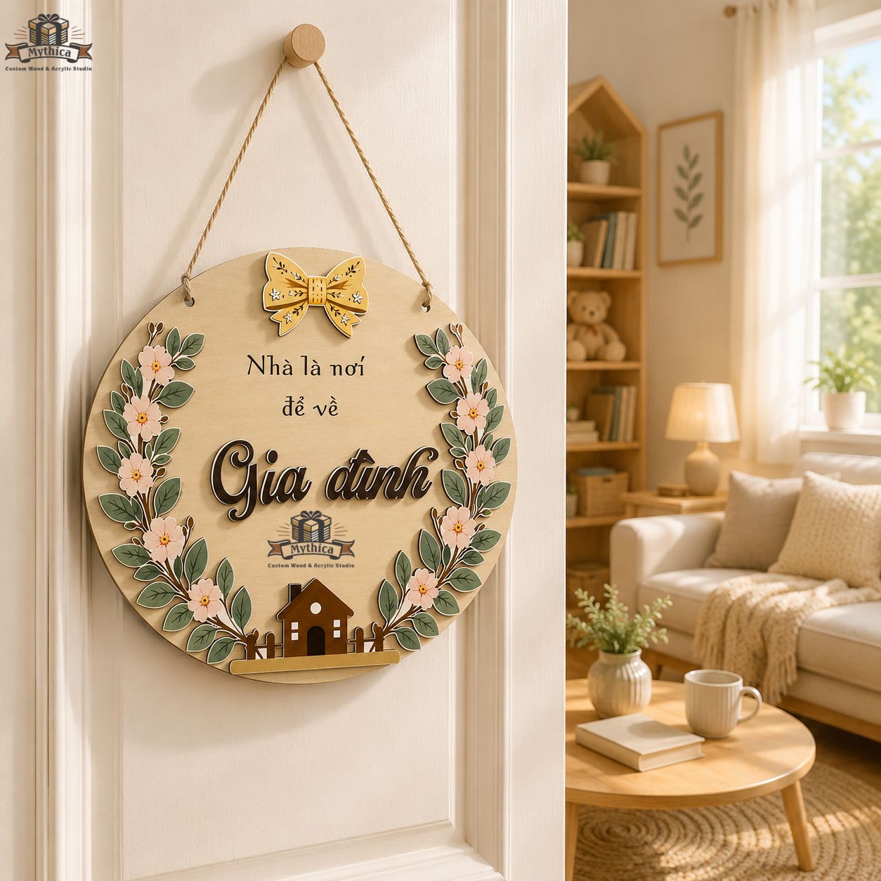 Bảng gỗ decor cho gia đnhf