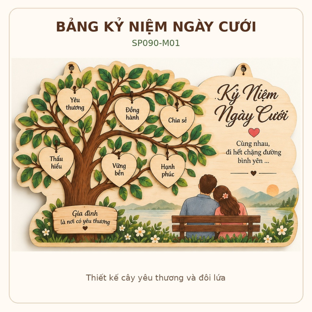 Mộc Mạc: bảng SP090 lời chúc chung, kèm dây treo